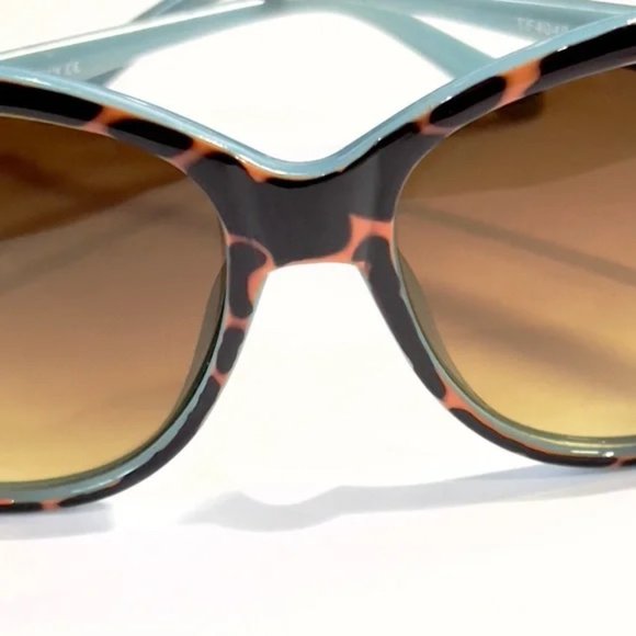 TIFFANY & CO. Animal Print On Tiffany Blue Polarized Cats Eye Sunglasses TF4048 - Picture 7 of 11